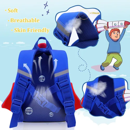Vista 3 de Augot Mochila para niños pequeños mochila preescolar 3D linda mochila de dibujos animados para niños mini mochila escolar para niños y niñas Azul