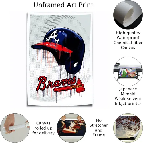 Vista 3 de NOUCAN - Póster de béisbol de la ciudad de Atlanta, arte de pared para sala de estar, imagen grande para los fanáticos NOUCAN