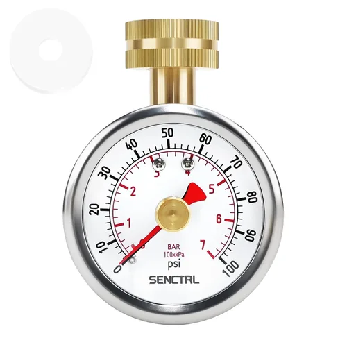 Vista 8 de SENCTRL Medidor de prueba de presión de agua de 0-100 psi con aguja de arrastre, sin plomo, tamaño de dial de 2-1/2", rosca de manguera de jardín