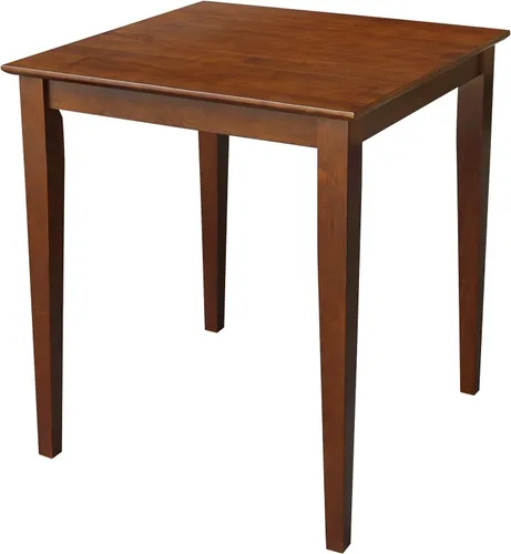 Vista 3 de IC International Concepts Mesa de comedor con parte superior de madera maciza, 30 pulgadas de alto, negro