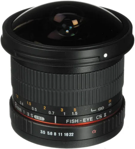 Vista 10 de Rokinon HD8M-C - lente de ojo de pez con capucha desmontable, 8 mm f/3.5 HD para Canon DSLR 8-8mm, lente fijo sin zoom, negro