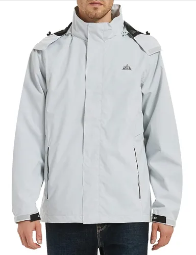 Vista 2 de MOERDENG Chaqueta impermeable para hombre, ligera, con capucha, para primavera, otoño, senderismo, viajes al aire libre