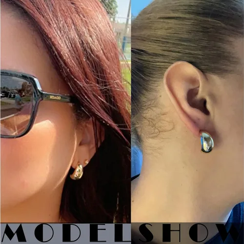 Vista 3 de Juego de 6 pares de aretes de aro de oro para mujer, chapados en oro de 14 quilates, hipoalergénicos, ligeros, gruesos, abiertos, joyería para regalo