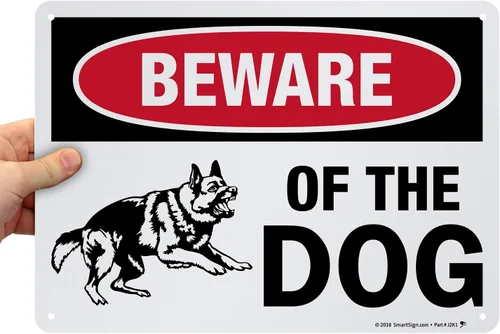Vista 10 de SmartSign Letrero de metal con gráfico "Beware of The Dog" de 7 x 10 pulgadas, aluminio laminado a prueba de óxido, rojo, negro y blanco, fabricado