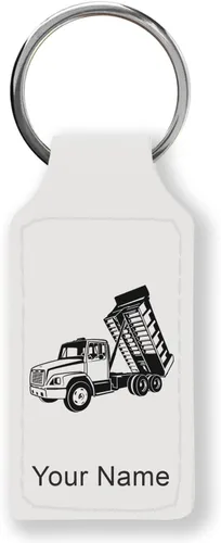 Vista 39 de LaserGram Llavero rectangular, camión volquete, grabado personalizado incluido