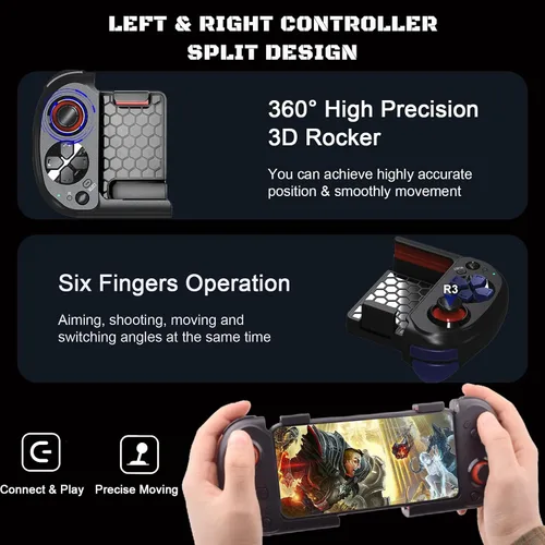 Vista 2 de Control móvil para juegos para iPhone, iOS, Android, inalámbrico, Gamepad - Gamepad móvil con una sola mano - Almacenamiento magnético - Call of