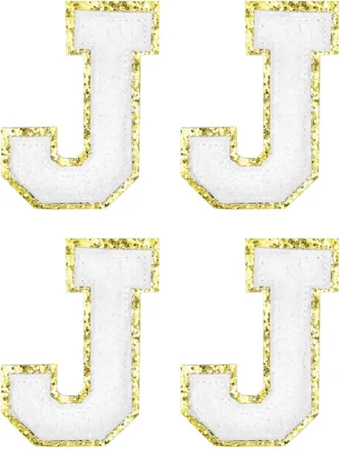 Vista 24 de MECCANIXITY 4 parches de letras de felpilla termo-adhesivas con letras del alfabeto blanco, S de 3 pulgadas de altura para ropa, zapatos, sombreros
