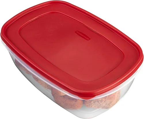 Vista 5 de Rubbermaid 071691405382 alimento, paquete de 2, transparente con tapa roja