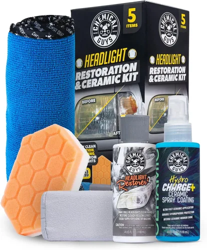 Vista 8 de Chemical Guys Kit de restauración de faros y cerámica, 16 Fl Oz (paquete de 1) All-in-one formula clears cloudy, yellowed headlights and leaves a