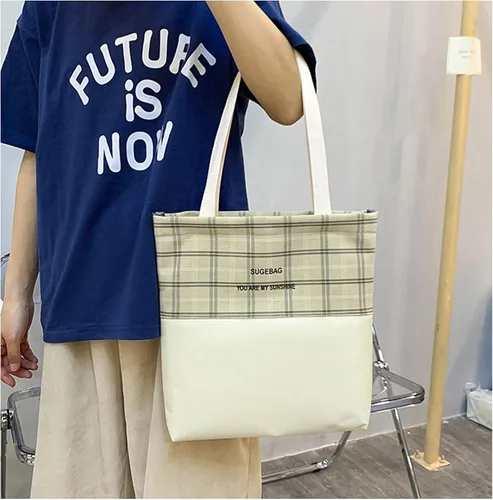 Vista 3 de Hopecn Juego de 5 mochilas kawaii a cuadros para mujer, bonita bolsa estética verde salvia, mochila escolar para mayores de 6 años.