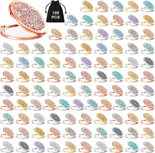 Vista 18 de Cindeer 12 Piezas Espejo Compacto Pequeño Plegable Espejo de Bolsillo Redondo de Maquillaje de Mano Espejo Cosmético de Aumento con Rincón