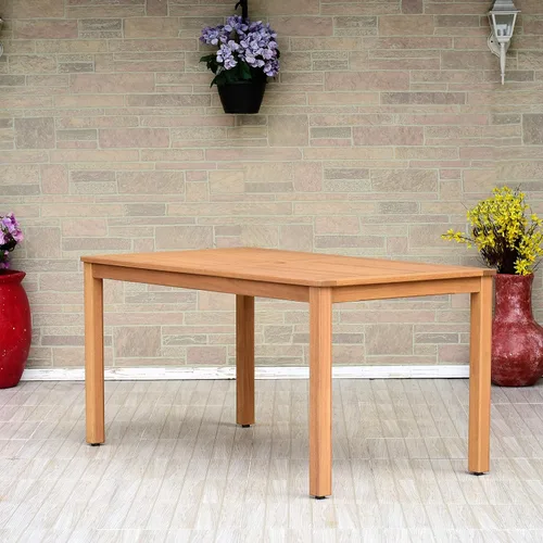 Vista 2 de Amazonia Robertson - Juego de comedor rectangular de 7 piezas para patio, acabado de teca y sillas blancas, duraderas e ideales para exteriores