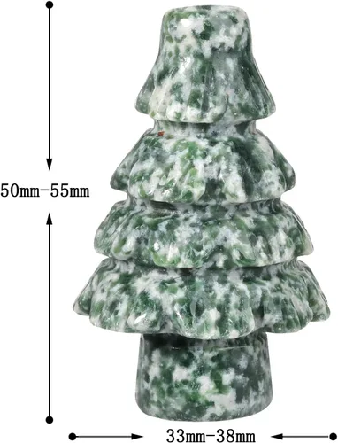 Vista 3 de Mini adorno de mesa de árbol de Navidad de mano de 1.97 pulgadas, decoración de escritorio para reiki de Navidad, cristal curativo Feng Shui, piedra
