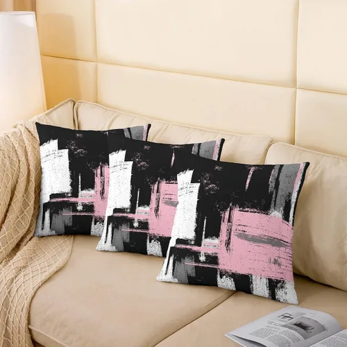 Vista 82 de Juego de 2 fundas de almohada abstractas de 16 x 16 pulgadas para niños, niñas, adolescentes, decoración de dormitorio, moderna a rayas, decoración