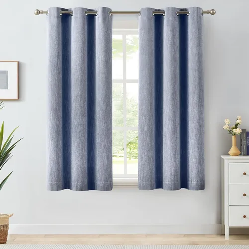 Vista 30 de Melodieux Elegantes cortinas opacas de algodón para oscurecer la habitación, para sala de estar, dormitorio, con aislamiento térmico, paneles