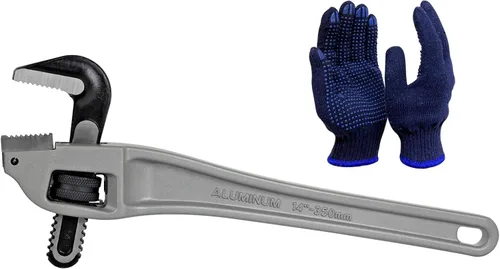 Vista 16 de Llave de tubo de aluminio de 10 pulgadas, 1-5/8"/41mm de abertura de mordaza Cr-Mo ajustable, llaves de fontanería de mango recto resistente
