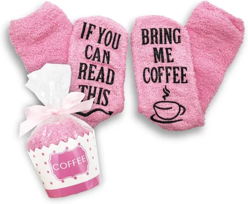 Vista 58 de CHANGGER Calcetines unisex con texto en inglés "If You Can Read This Bring Me Some Fuzzy Funny Saying Crew Socks Christmas Unisex Gift