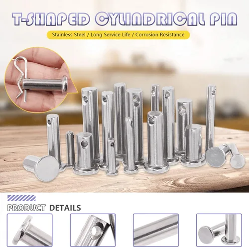 Vista 4 de Swpeet Pin de horquilla de acero inoxidable 304 M4 M6 M8 con M1.5 M2 M3 chapado en zinc de acero chapado en zinc y clips de fijación Set de pasador