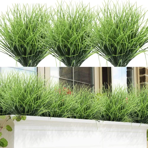 Vista 8 de DVGUN 4 unidades de plástico artificial para exteriores, resistente a los rayos UV, resistente a los rayos UV, césped de trigo para plantas de casa