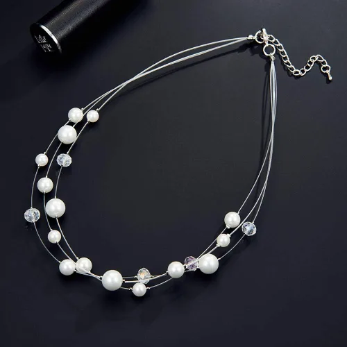 Vista 5 de Collar a capas con cristal para mujer, gargantilla con cadena de plata gruesa, regalo de cumpleaños para mujer