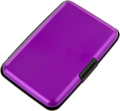 Vista 38 de Soporte para tarjetas de crédito, cartera metálica con bloqueo RFID para tarjetas de identificación para mujeres y hombres, funda rígida de aluminio