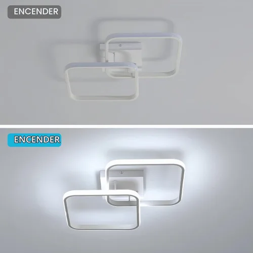 Vista 8 de DELIPOP Lámpara de techo LED moderna de 23 pulgadas, lámpara de techo empotrada de 42 W 6500 K, lámpara de techo acrílica para pasillo, sala