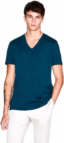 Vista 29 de Armani Exchange Camiseta de manga corta con cuello en V de algodón Pima para hombre Beacon Blue