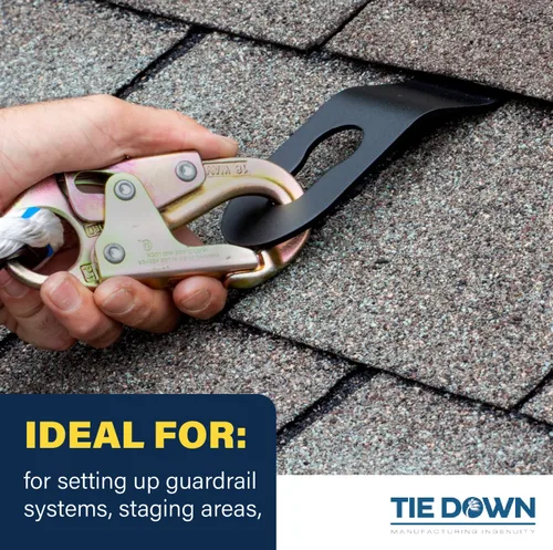 Vista 5 de Tie Down Anclaje de techo con clip de enganche, paquete de 3 – Anclajes de techo para seguridad de techo y protección contra caídas Puntos
