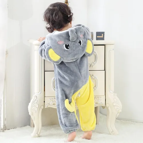 Vista 5 de Traje unisex de franela con capucha para bebé, diseño de animal