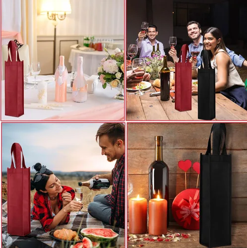 Vista 6 de Abbylike 48 bolsas de regalo de vino coloridas a granel, bolsas de regalo de vino no tejidas, bolsas de regalo de vino reutilizables con asa