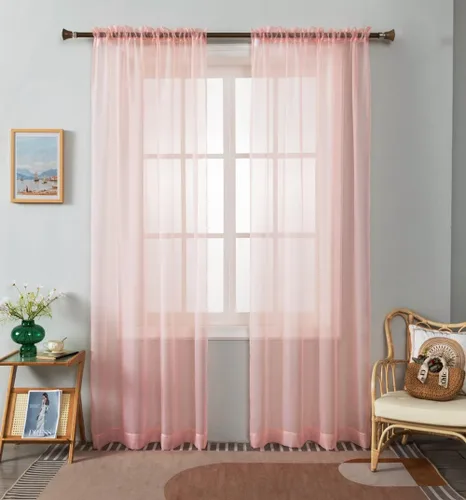 Vista 35 de WPM - Cortinas traslúcidas de color beige de 60 pulgadas de ancho x 95 pulgadas de largo, 2 paneles tratamiento de ventana para sala de estar