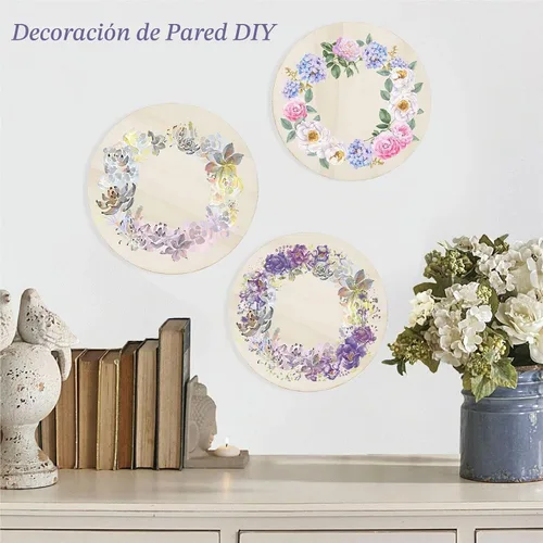 Vista 7 de 40 círculos de madera de 8 pulgadas para manualidades de 1/8 pulgadas de grosor, círculos de madera redondos sin terminar de 0.118 in, discos