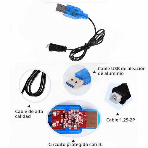 Vista 4 de Paquete de 2 cables de carga USB de 3.7 V con enchufe 1.25-2P para Cheerson CX-10 Mini Quadcopter Estes Proto X Syncro X Quadcopter RC Drone