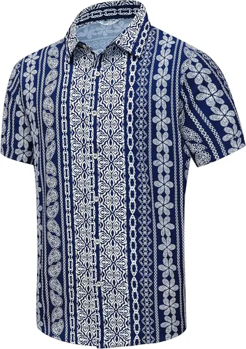 Vista 64 de SheLucki - Camisa hawaiana para hombre, unisex, de manga corta, con botones, para la playa y el verano, ropa casual estampada con sombra de palmas