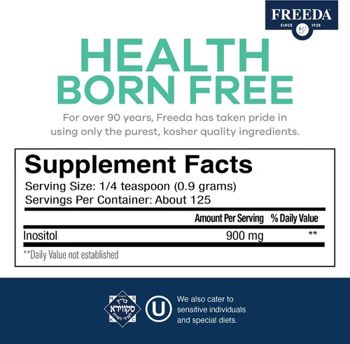 Vista 3 de FREEDA Polvo puro de mio-inositol – Vitamina B8 para hormonas, estado de ánimo y salud celular – Apoya la fertilidad, la concentración, la energía