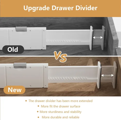 Vista 5 de KABUM Organizador de cajones ajustable mejorado, organizador de vestidor, organización expandible para el hogar, oficina, 2.8 pulgadas de alto