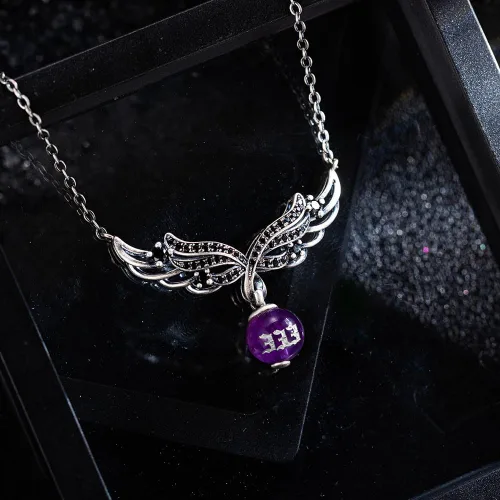 Vista 5 de Collar de ángel con número de ángel personalizado en alas de ángel de cristal, regalo de joyería de ángel para ella, colgante de ángel de la guarda
