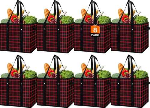 Vista 15 de WISELIFE Bolsas reutilizables para comestibles [2 unidades], bolsa grande para comestibles, resistente al agua, bolsa de compras plegable para ropa