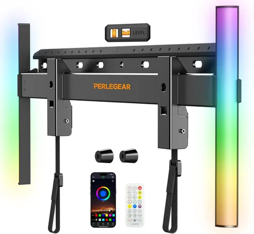 Vista 8 de Perlegear No Stud TV Wall Mount with LED Light for 24–65 inch TVs