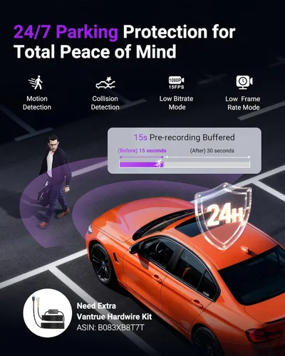 Vista 3 de Vantrue S1 Pro Dash Cam frontal STARVIS 2, mini cámara de tablero de 2.7 K para automóviles, ADAS, control de aplicaciones, WiFi GPS integrado