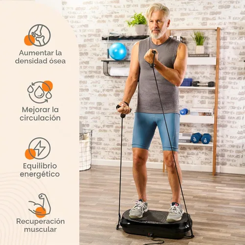 Vista 3 de Lifepro Waver Mini Vibration Plate Exercise Machine with Resistance Bands Negro