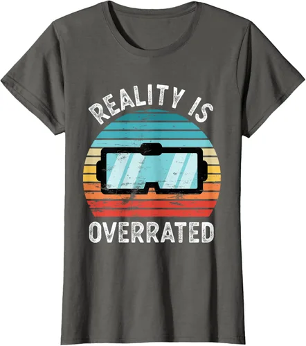 Vista 7 de Reality is Overrated VR - Camiseta divertida de regalo de realidad virtual, Negro, S