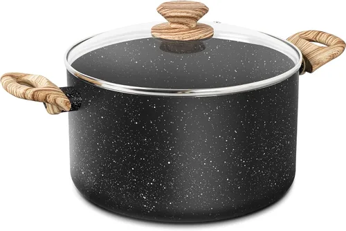 Vista 15 de MICHELANGELO Olla de sopa antiadherente de 4.3 cuartos de galón con tapa, revestimiento de granito no tóxico, compatible con inducción, olla Negro