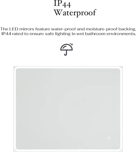 Vista 5 de Espejo rectangular grande de 36 x 28 pulgadas para montaje en pared, antiempañamiento, para baño, tocador de baño