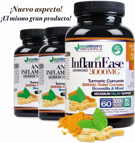 Vista 2 de El original InflamEase uso de día o noche, 3000 mg de triple fuerza, 60 cápsulas