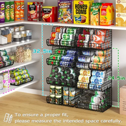Vista 5 de Organizador apilable de latas de soda que almacena hasta 72 latas, paquete de 4 organizadores de almacenamiento de latas para estantes de despensa