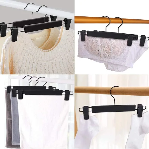 Vista 5 de Perchas para faldas, perchas para pantalones con clips, ganchos giratorios de 360° que ahorran espacio para pantalones, faldas, ropa, jeans