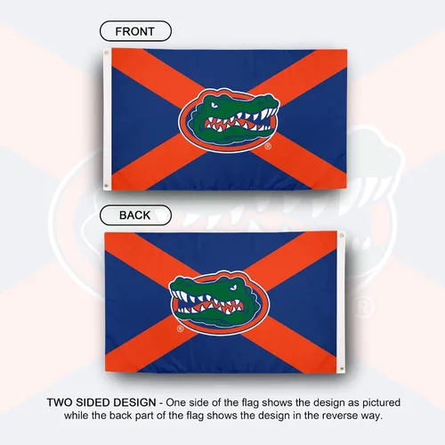 Vista 2 de Desert Cactus Bandera de la Universidad de Florida UF Gators Banner 100% poliéster para interiores y exteriores, banderas de 3 x 5 pies (diseño X)
