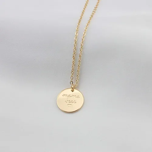 Vista 3 de LUIWIN Collar de disco inspirador chapado en oro de 18 quilates, con cita personalizada, diseño de motivación, colgante de disco minimalista, regalo