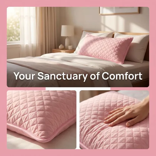 Vista 4 de Standard-Size Envelope-Style Pillow Protector for Home Hotel Pink a